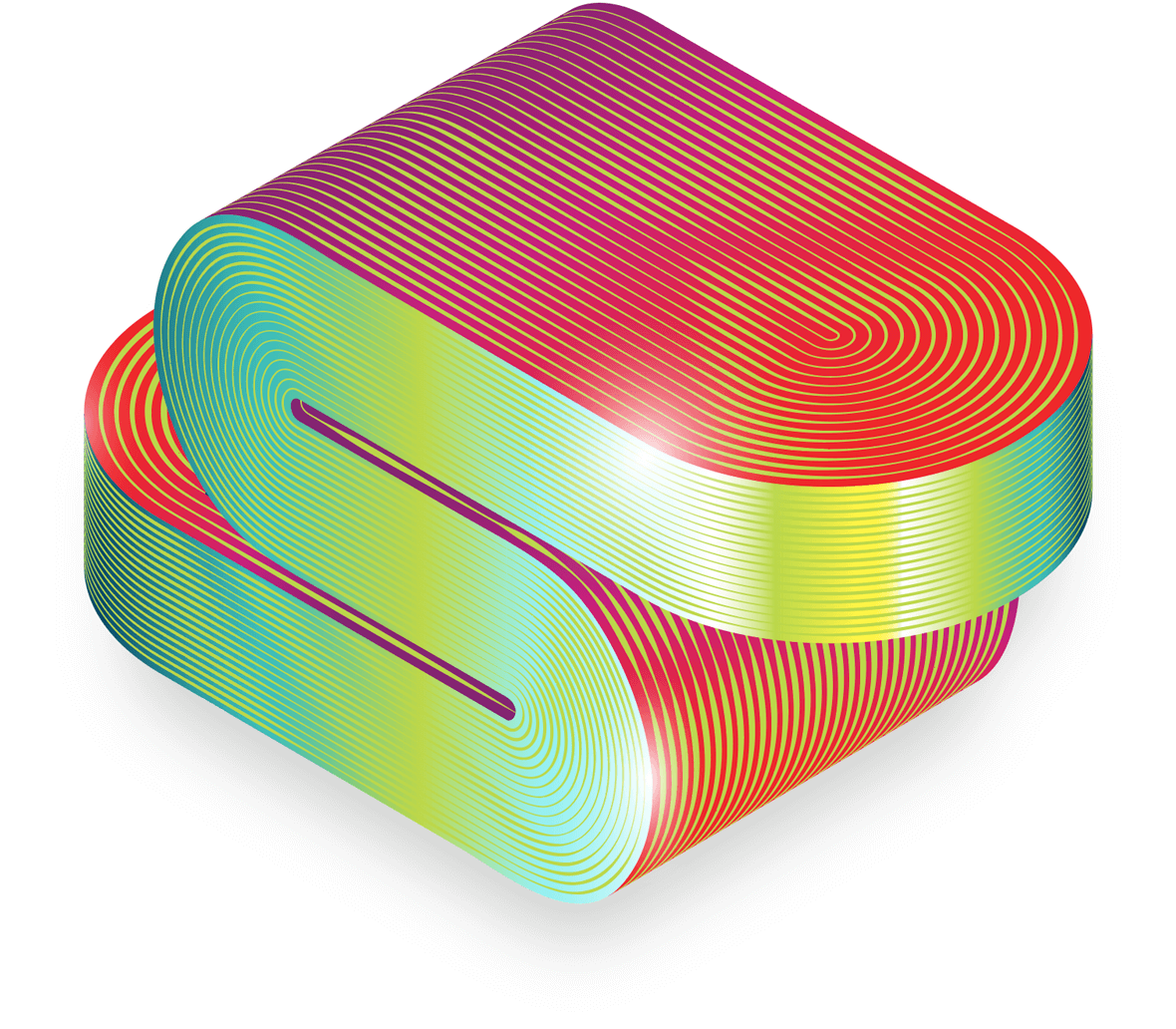 Rendered 3D letter S with contour lines and gradients