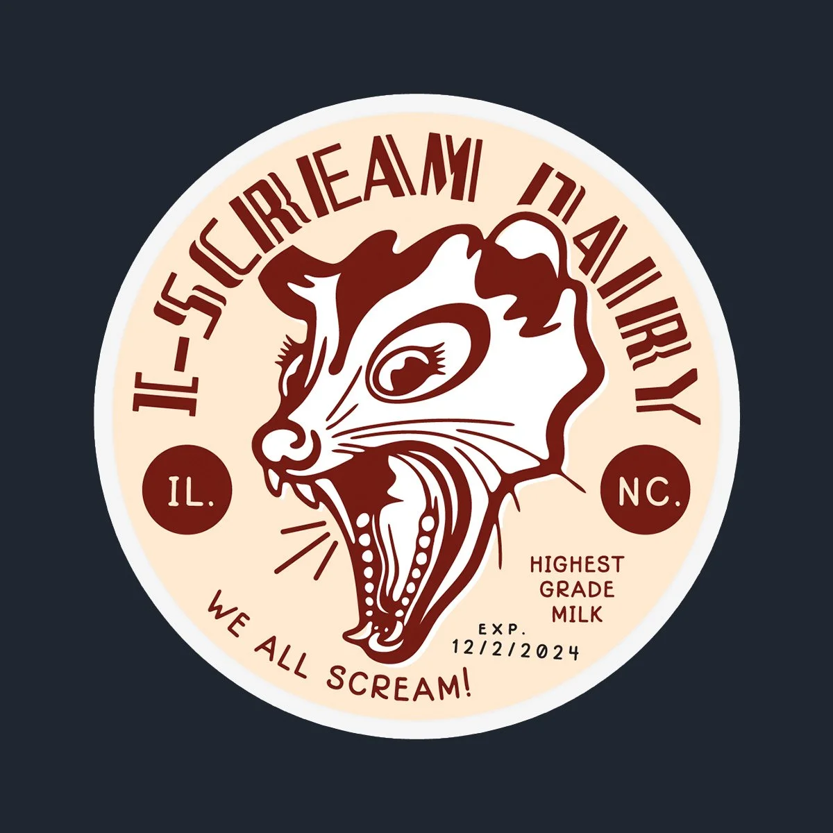 Coffee possum coaster I Scream Dairy we all scream coaster