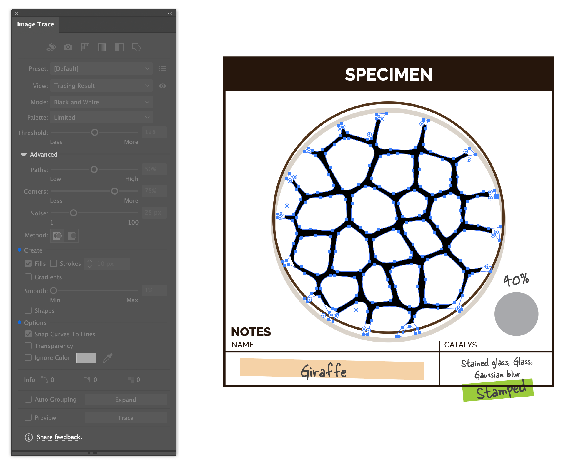 Illustrator image trace a turing pattern giraffe expanded
