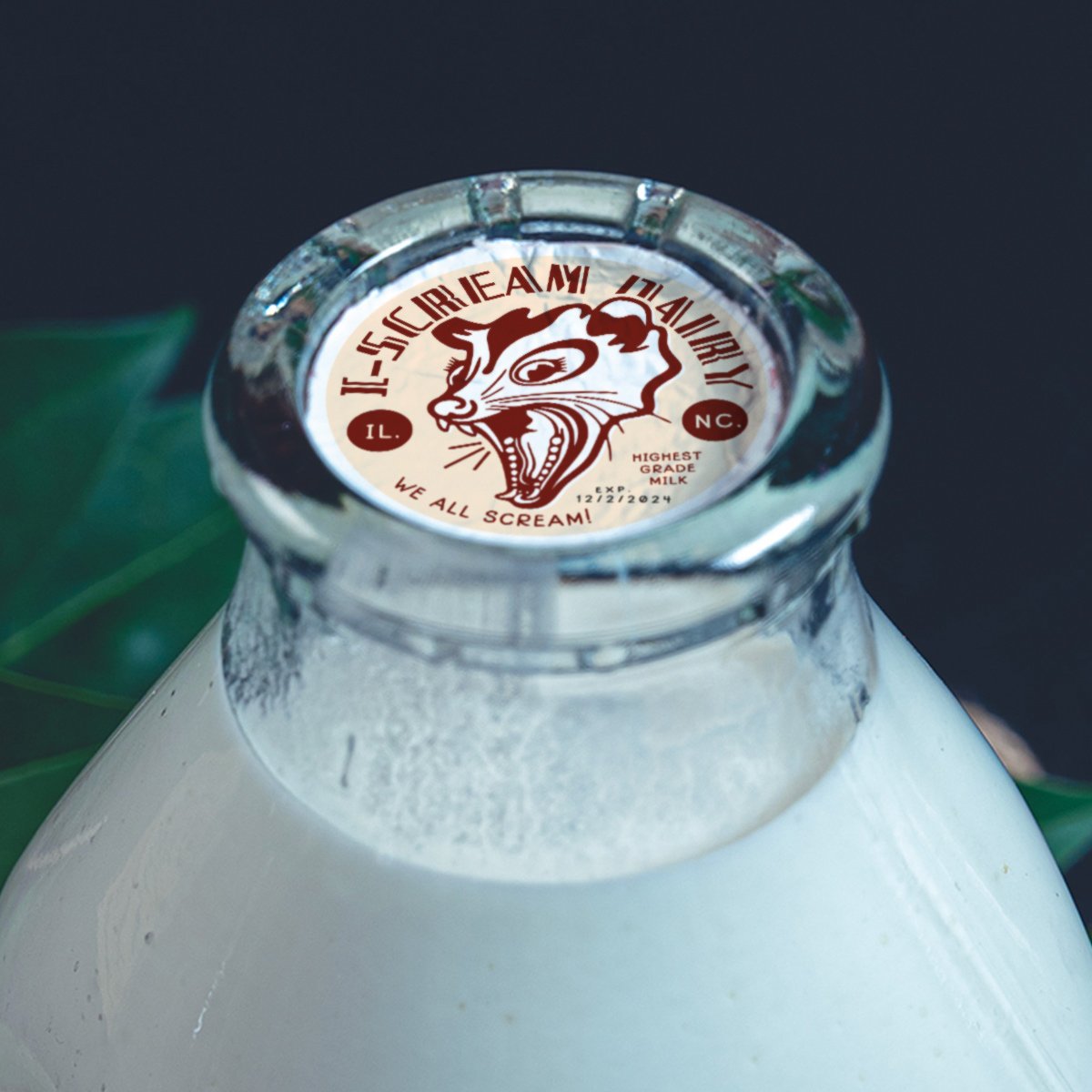 Milk cap bottle top I Scream Dairy