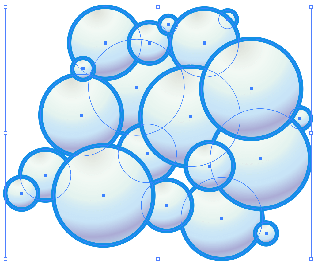 Voronoi soap bubbles with gradients and thick blue lines