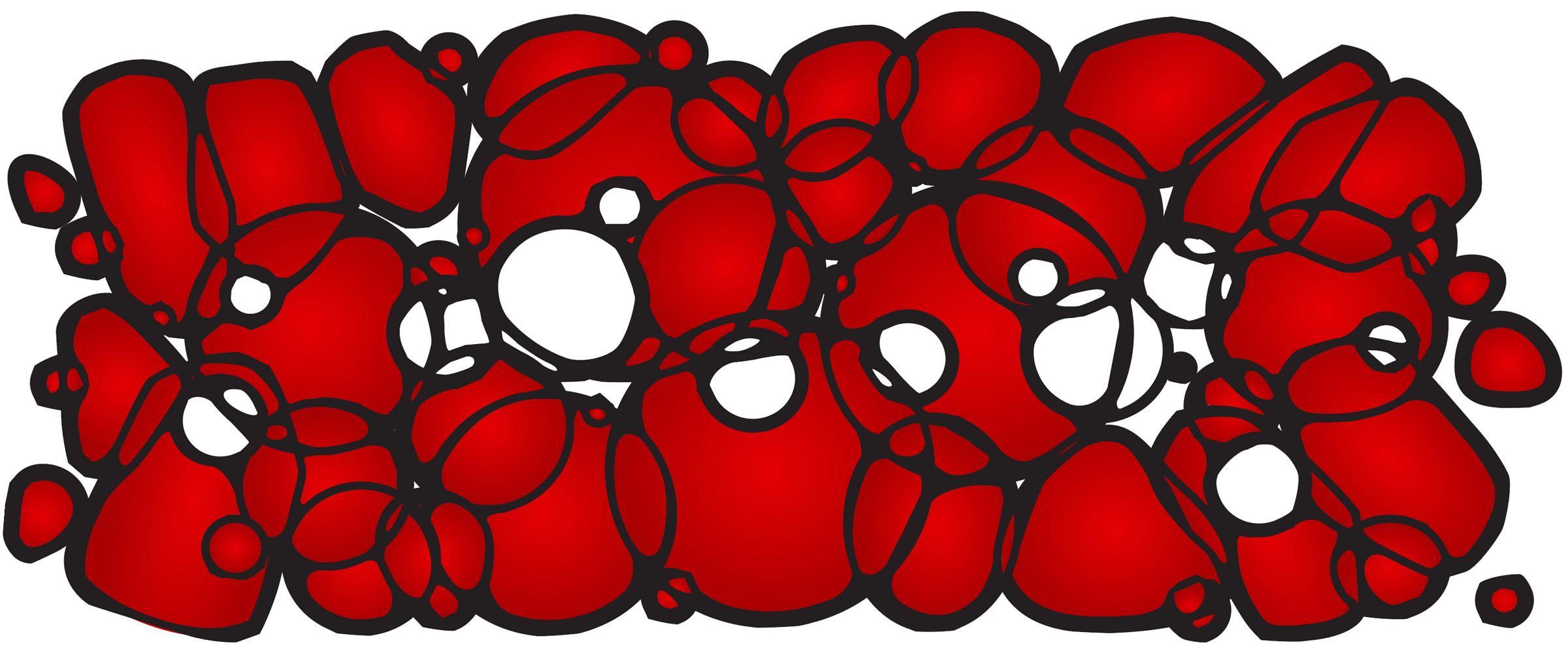 Voronoi red bubble group with gradient fills, thick strokes, and white blobs