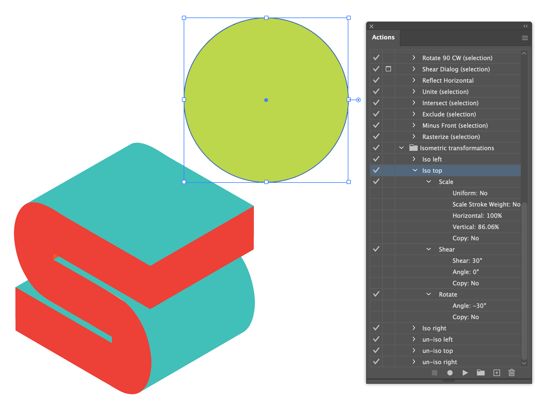 Isometric actions before being applied to a circle