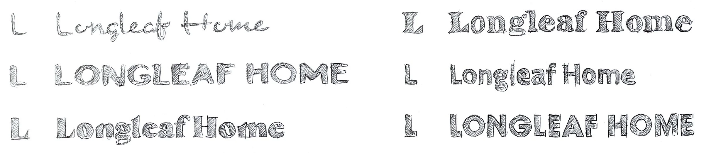 Longleaf Home Logotype Sample Sketches