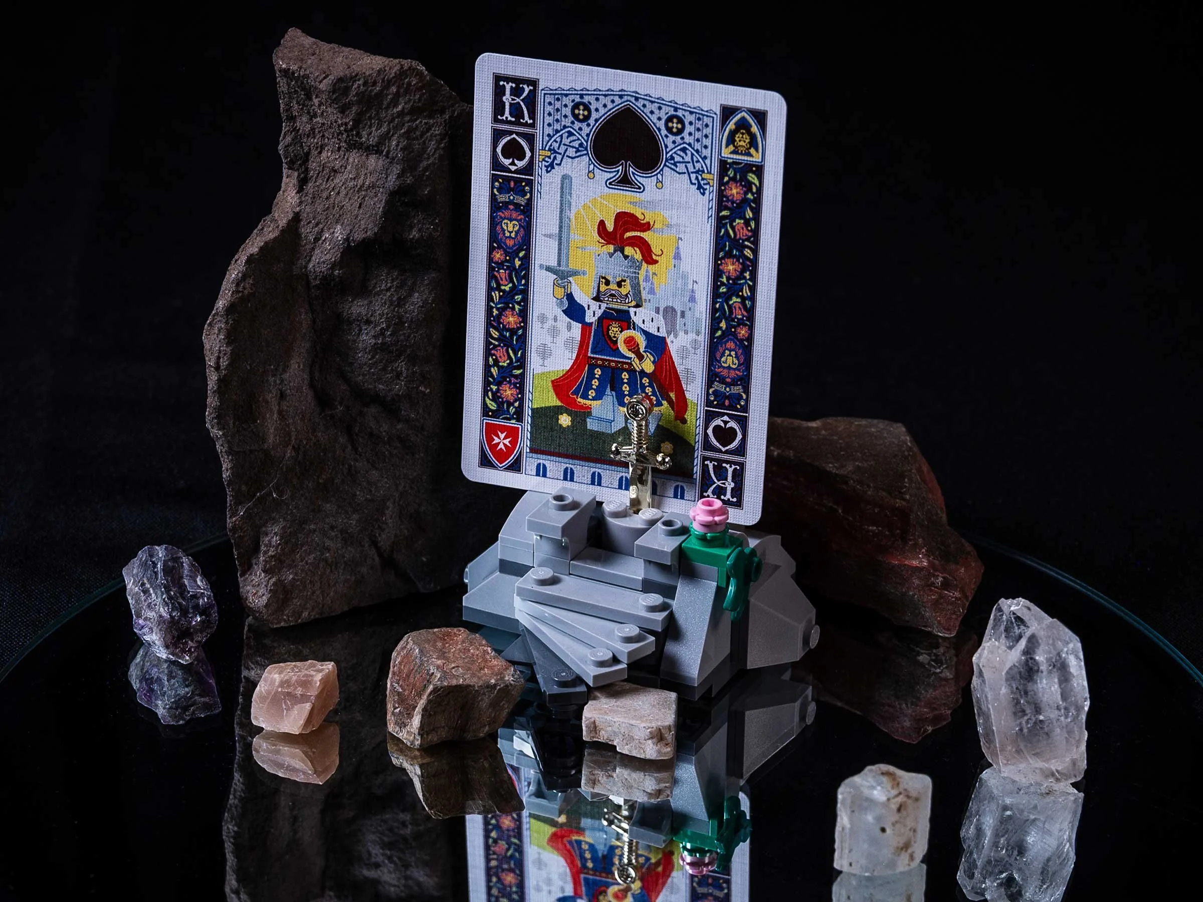 LEGO king of spades holding sword excalibur