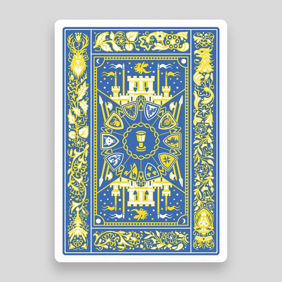 LEGO castle card back blue and yellow with filled filigree