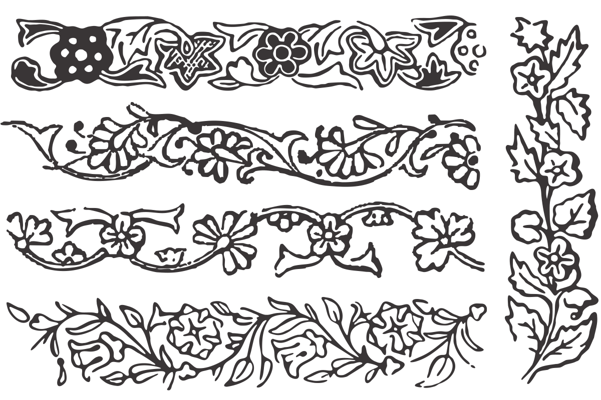 Sample clean borders traced and vectored from vintage books