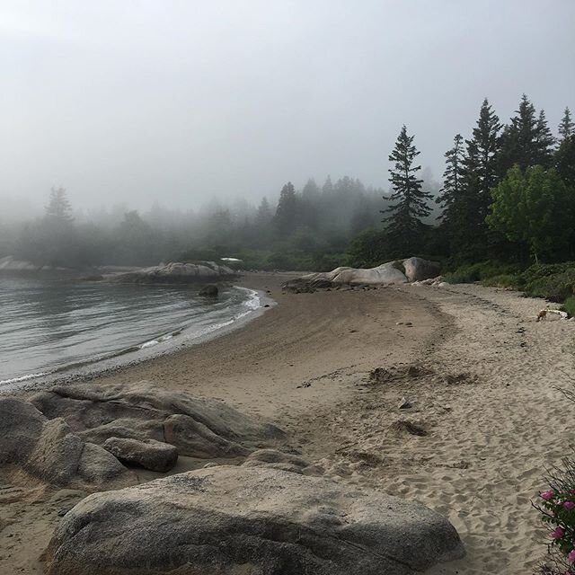 Fog makes for a chilly and empty beach.  #emptybeaches #fogbeach #fogonbeach #sandbeachmaine #foggybeach #mainebeach