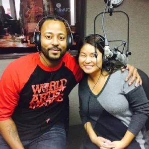 Doris with retired NBA Basketball star and Flint native, Morris Peterson Jr.!