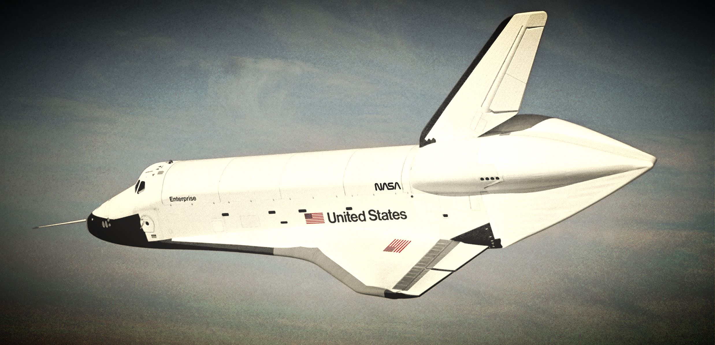 Enterprise as it banks on its second Approach and Landing Test, September 13, 1977.
