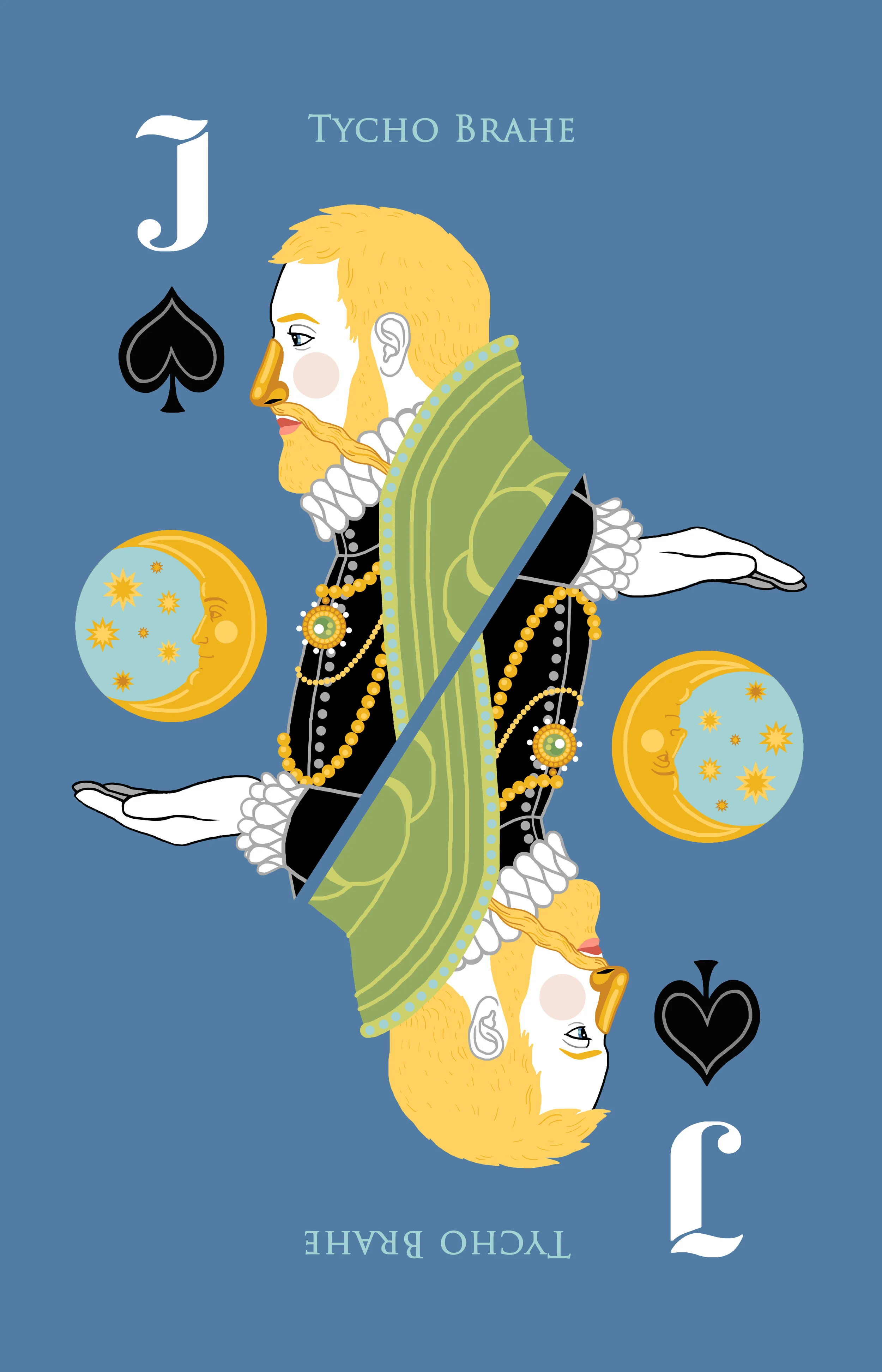 Medieval Playing Cards (Series II, Rabbit Cards) - Jack of Spades (Tycho Brahe)