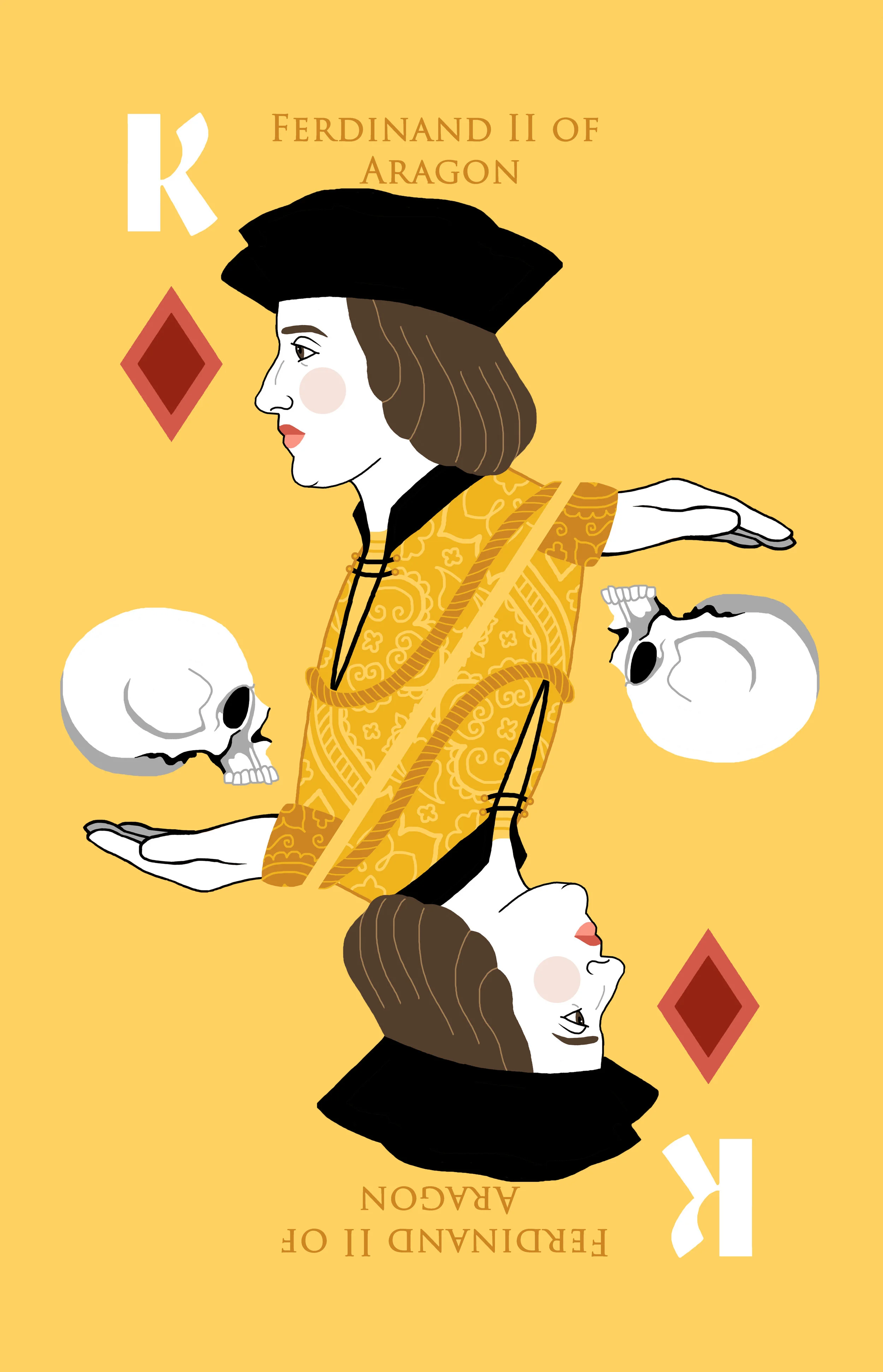 Medieval Playing Cards (Series II, Fox Cards) - King of Diamonds (Ferdinand II of Aragon)