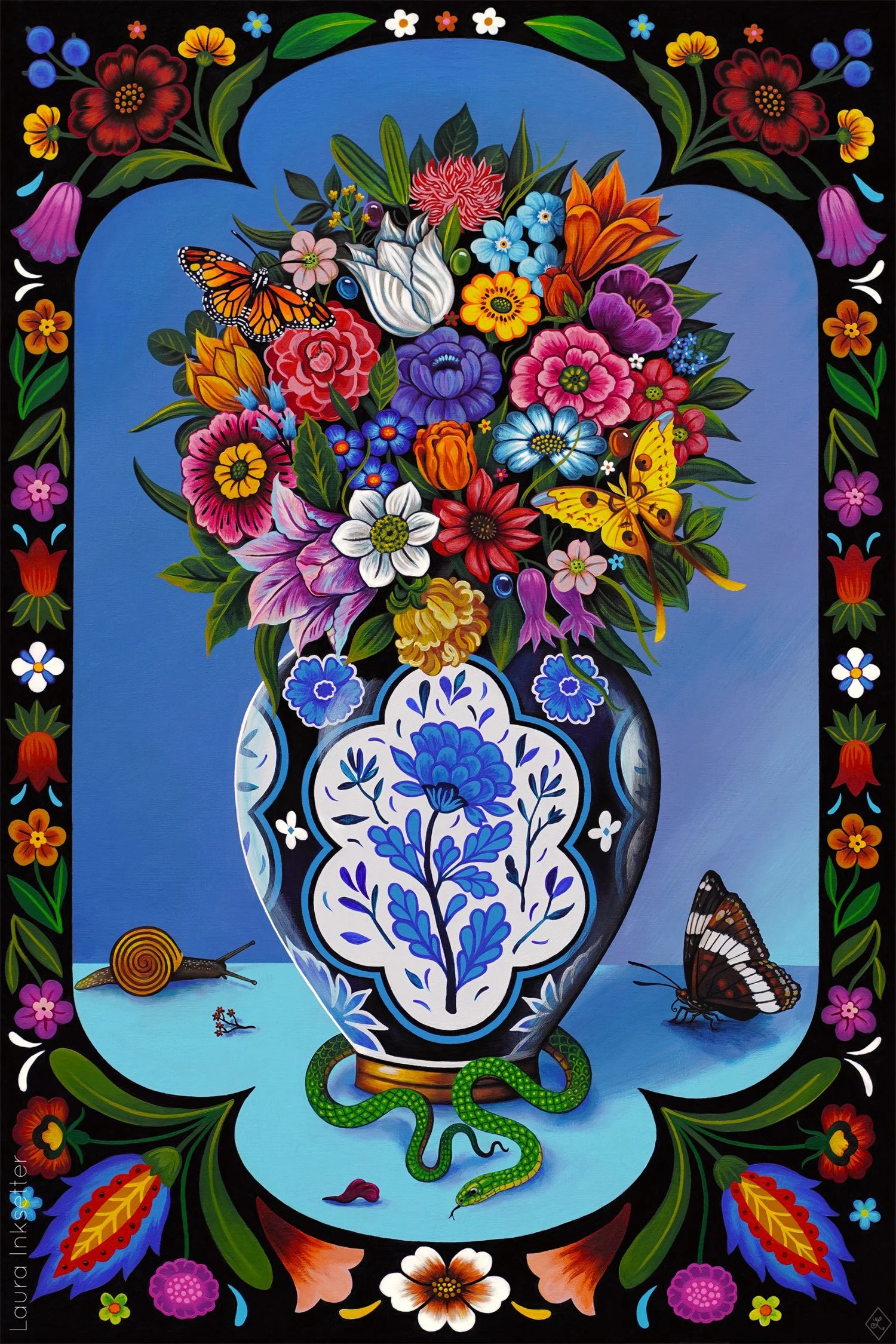 " Vase of Flowers." Acrylic on Wood, 24 x 36 inches