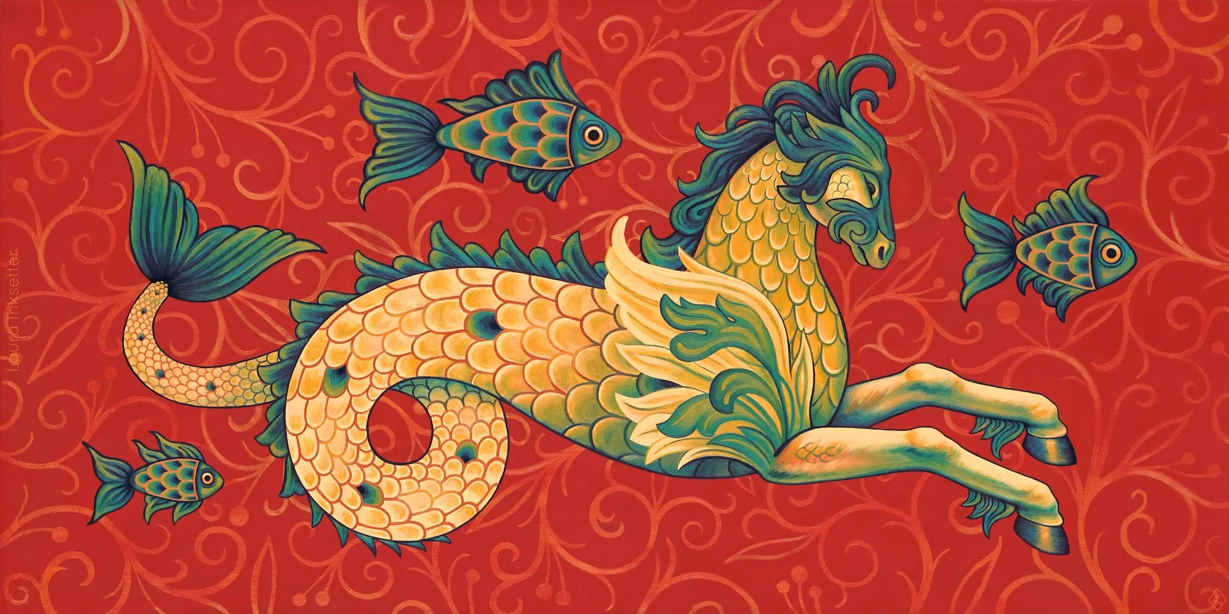 "Hippocampus." Acrylic on Canvas, 20 x 40 inches - $1,125 CAD