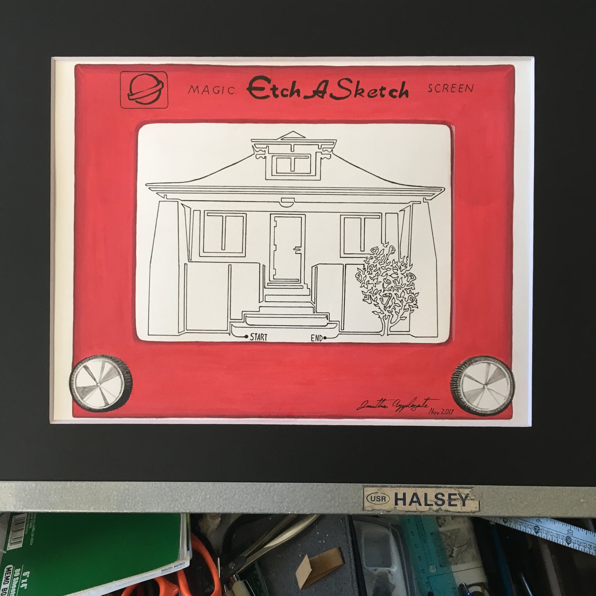 How to draw a house on an Etch A Sketch  Etch A Sketch drawing tutorial 