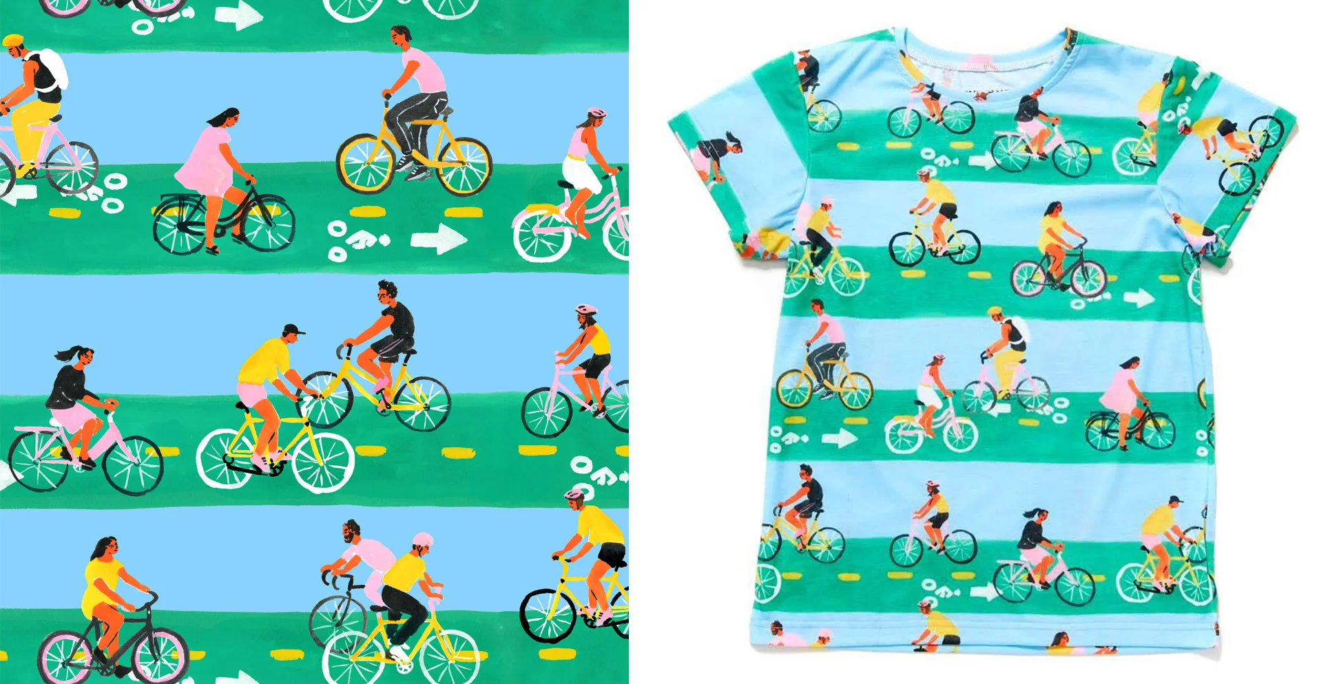 Cyclist pattern for Print All Over Me's NYC collaboration with Target