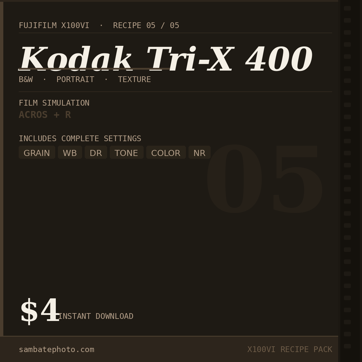 RECIPE 05 — Kodak Tri-X 400