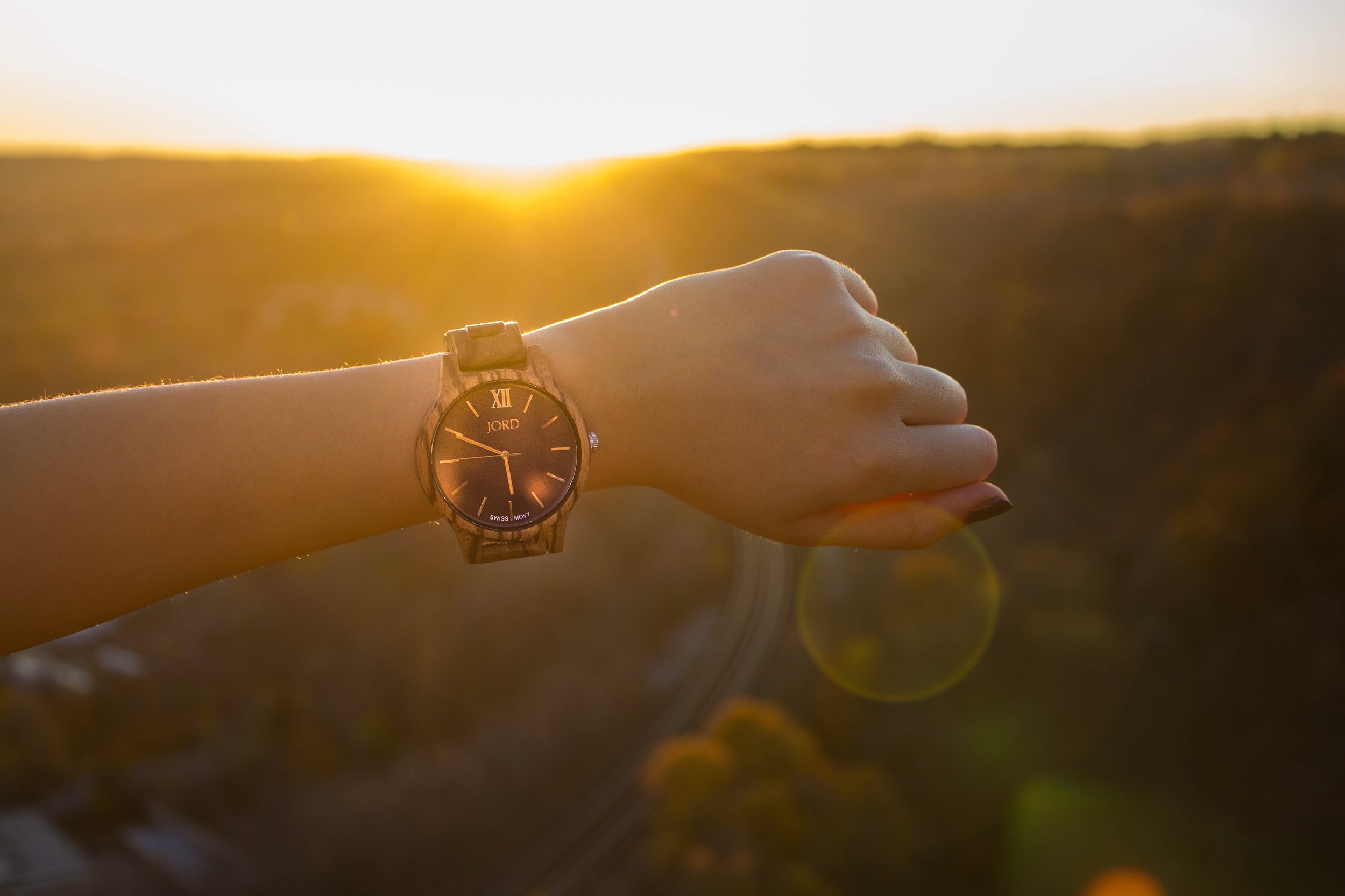 JORD Wooden Wristwatch - Zebrawood & Navy Frankie35