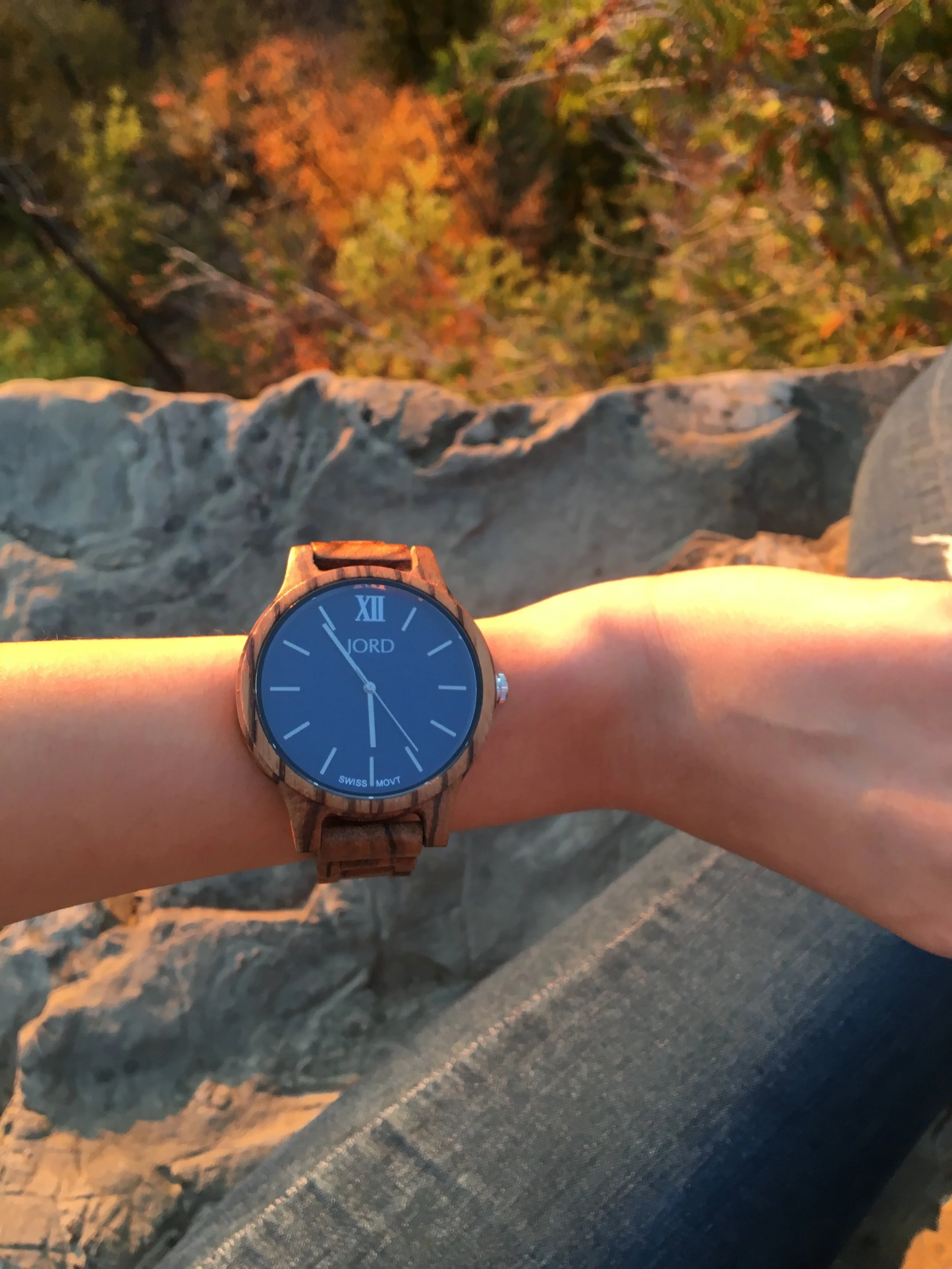 JORD Wooden Wristwatch - Zebrawood & Navy Frankie35