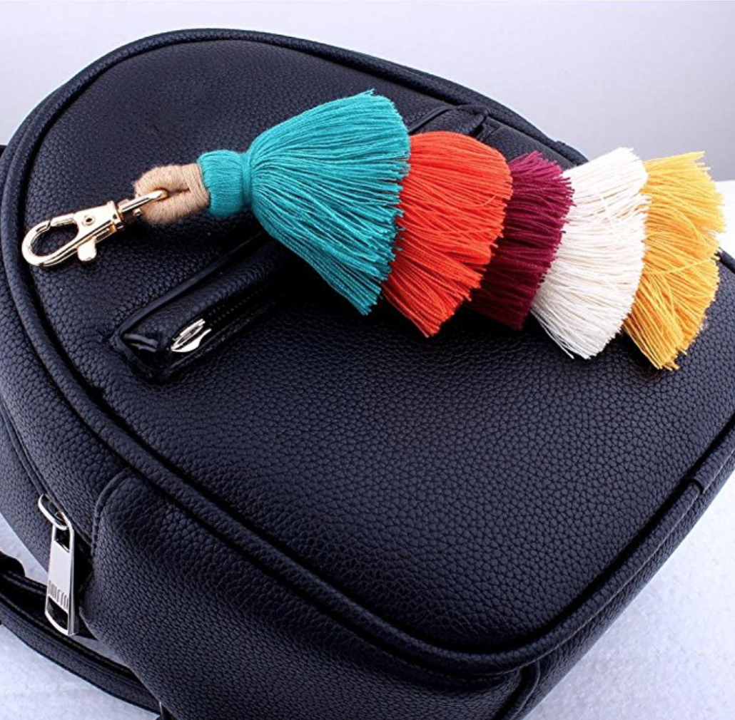 GreatFun Colorful Tassels Charm Car Keychain Handbag Bag Pendant Key Ring