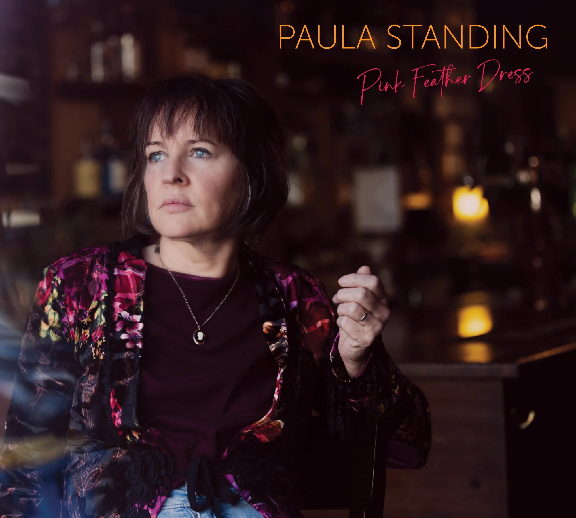 Paula Standing - Pink Feather Dress