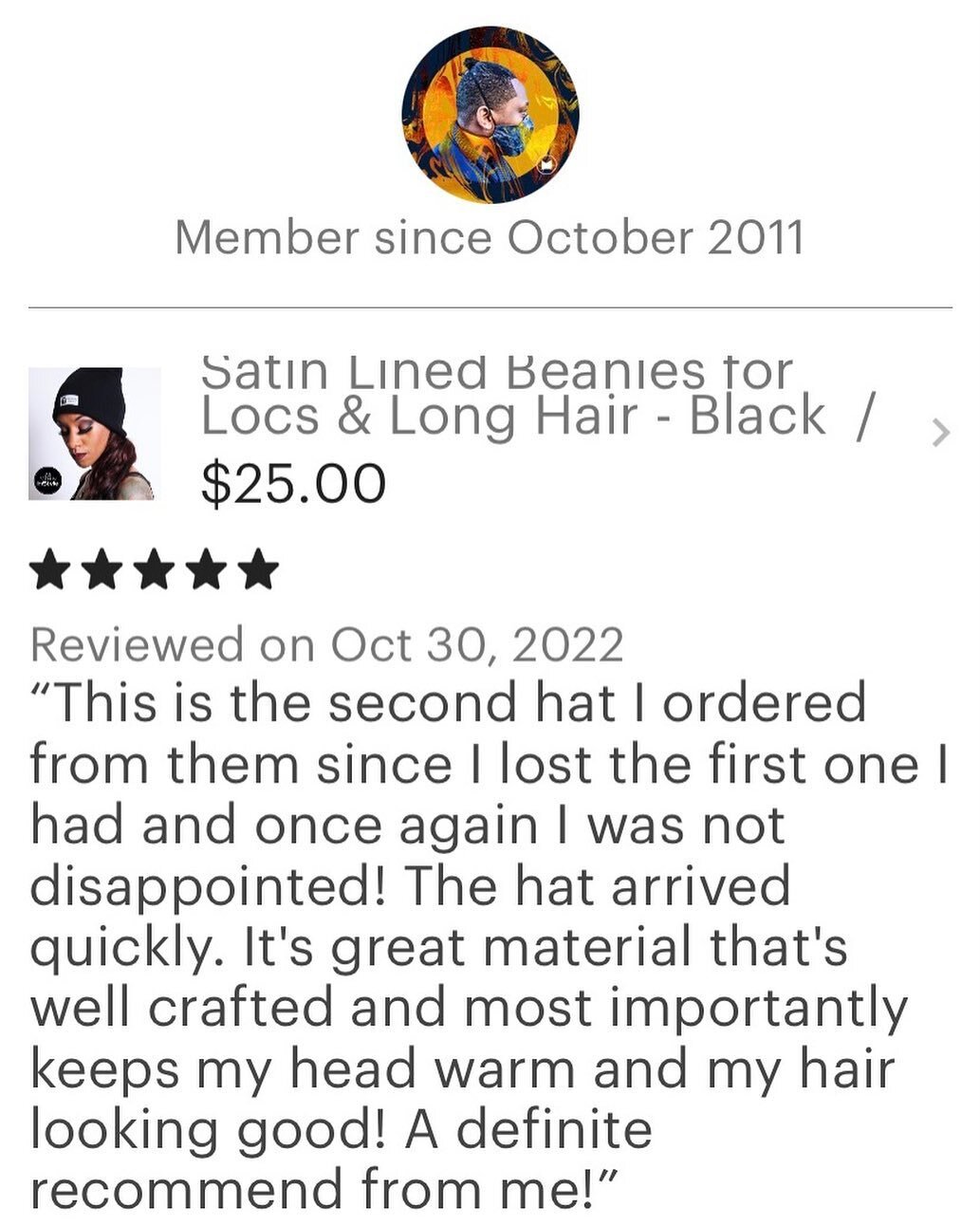 Shout out to Gregory for your 5 Star review at our TheodoreVernell Shop on #etsy 
 

https://www.etsy.com/shop/TheodoreVernellShop

#beaniehat #beaniehatmurah #customersatisfaction #beanie #customerexperience #locs #locmaintenance #longdreads #longlo