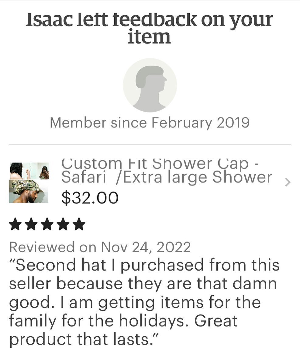 Shout out to Isaac for your review at our TheodoreVernell Shop on @etsy 
 

https://www.etsy.com/shop/TheodoreVernellShop

#customerappreciation #customerreview #etsysellersofinstagram #showercap #etsyshop #locs #locmaintenance #locnation #longdreads