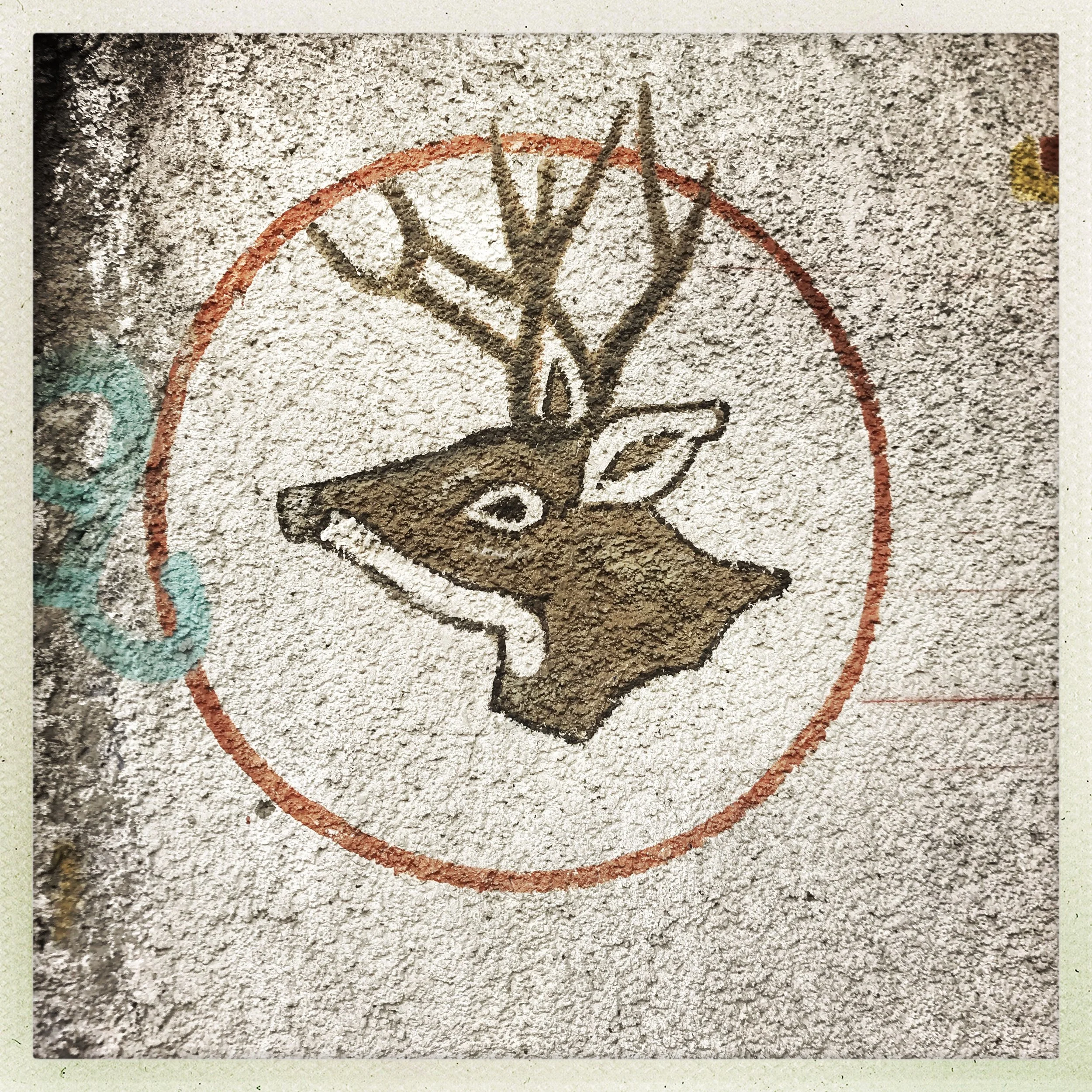Advertising on wall.