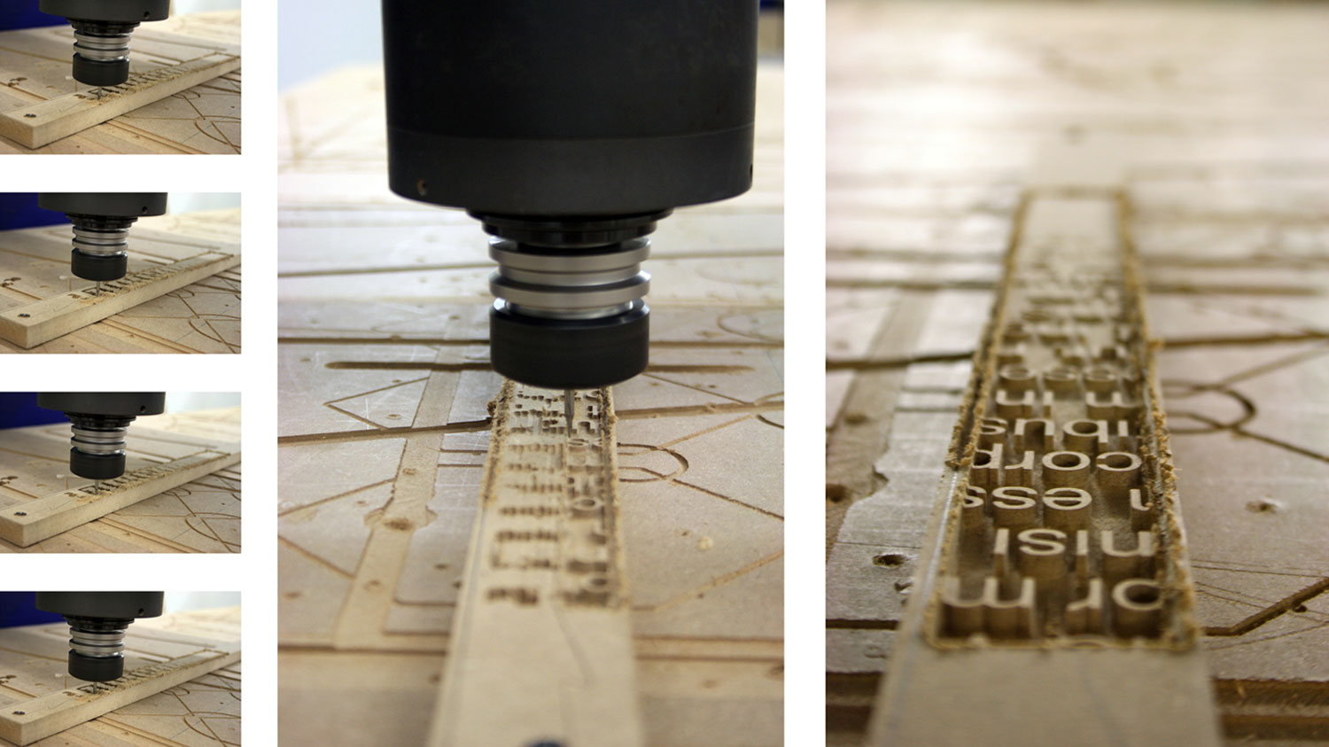 CNC routing tests using different diameter bits