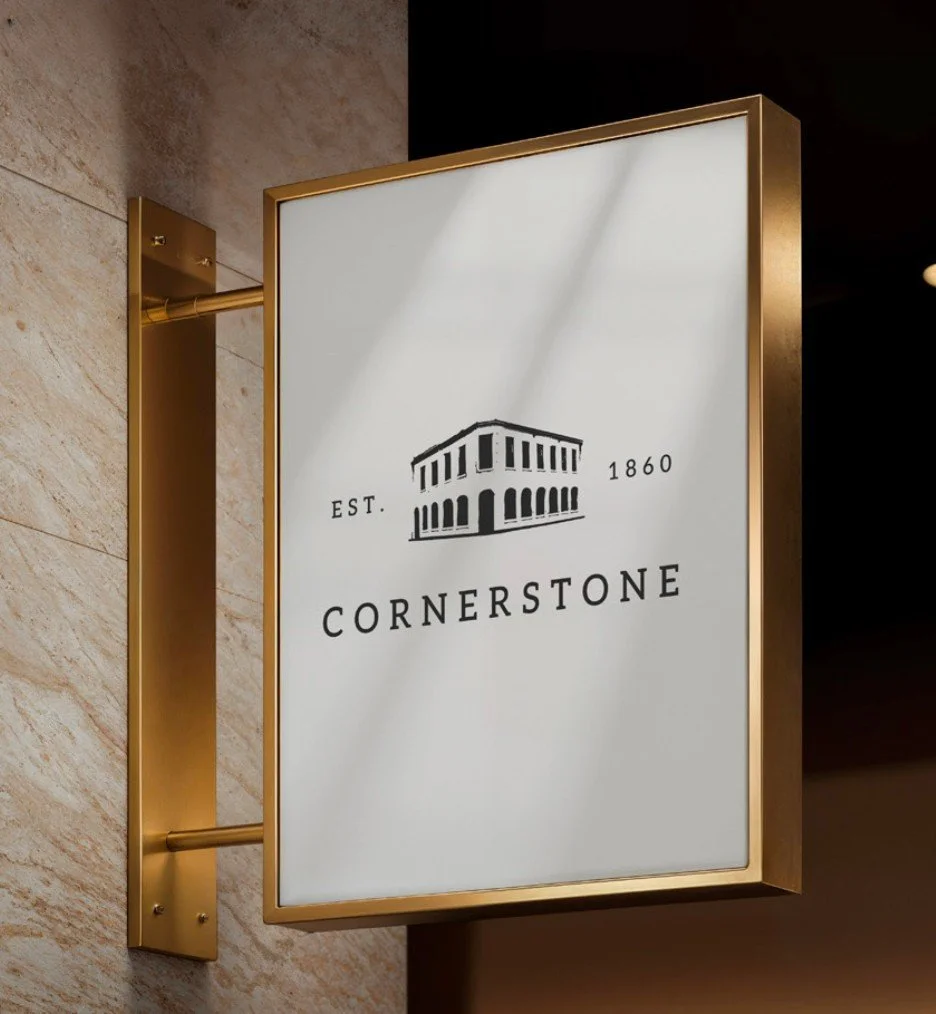 Restored the charm. Upgraded the pour. Welcome to Cornerstone's new branding &mdash; proof you can teach an old pub new tricks. #cornerstone #mocreativebranding #pubbranding