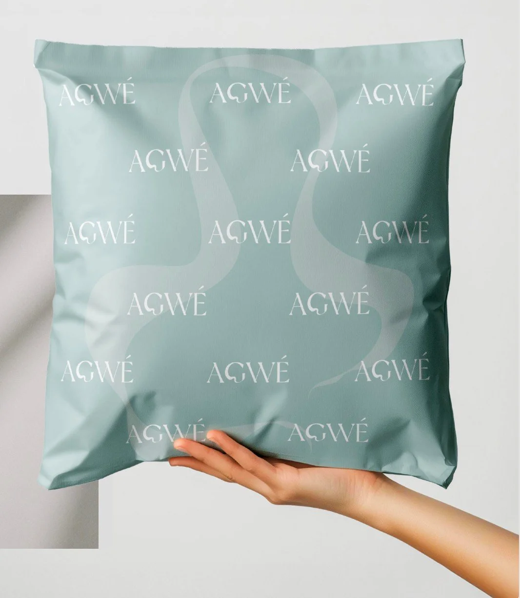 Nothing beats the smell of freshly printed mailers (except maybe the sound of clients saying &lsquo;we love it!&rsquo;). This concept for AGWE? Modern, moody, and made to move tides. #agweskin #mocreativebranding #mocreative #mailerdesign #packagingd