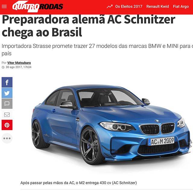 Cobertura da m&iacute;dia especializado sobre o lan&ccedil;amento da preparadora alem&atilde; AC Schnitzer, trazida ao Brasil pela @strasse.com.br 
#portfoliolpb #clippinglpb #pr #clientelpb