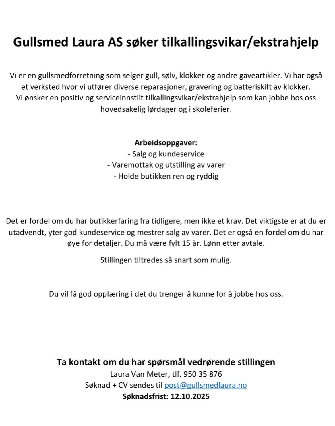 S&oslash;knadsfrist 12.10.25