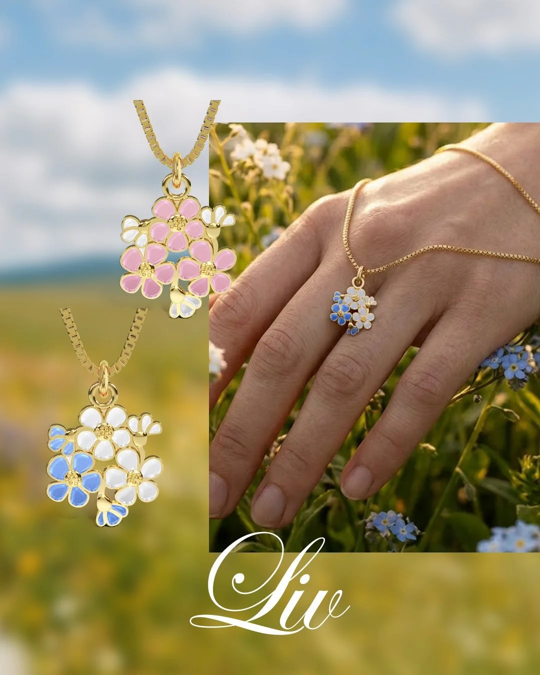 NYHETER fra Liv 🌸 De popul&aelig;re forglemmegei smykkene med emalje har n&aring; kommet med nye farger, og klassikerene i hvitt og bl&aring;tt kan n&aring; kj&oslash;pes i rhodinert s&oslash;lv. Disse smykkene er v&aring;ren og sommerens must have!