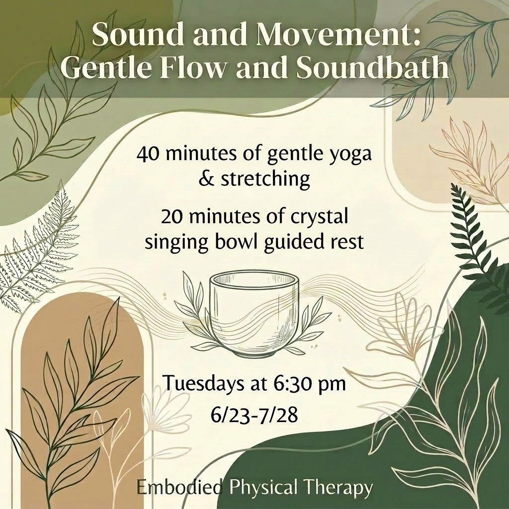 JUNE Sound and Movement: Gentle Flow and Soundbath with Kat Benny, Tuesdays starting 6/23 at 6:30pm