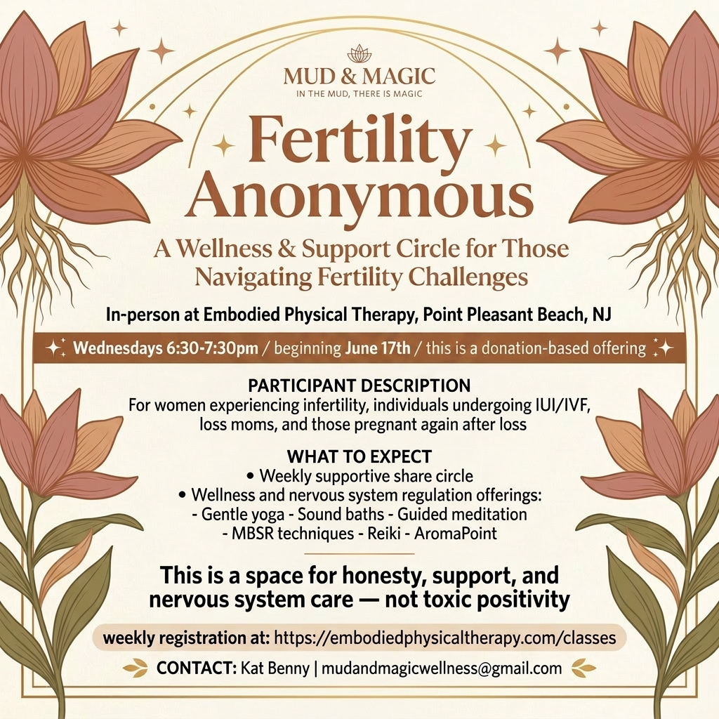 Fertility Anonymous: A Wellness and Support Circle for Those Navigating Fertility Challenges, Wednesdays at 6:30pm
