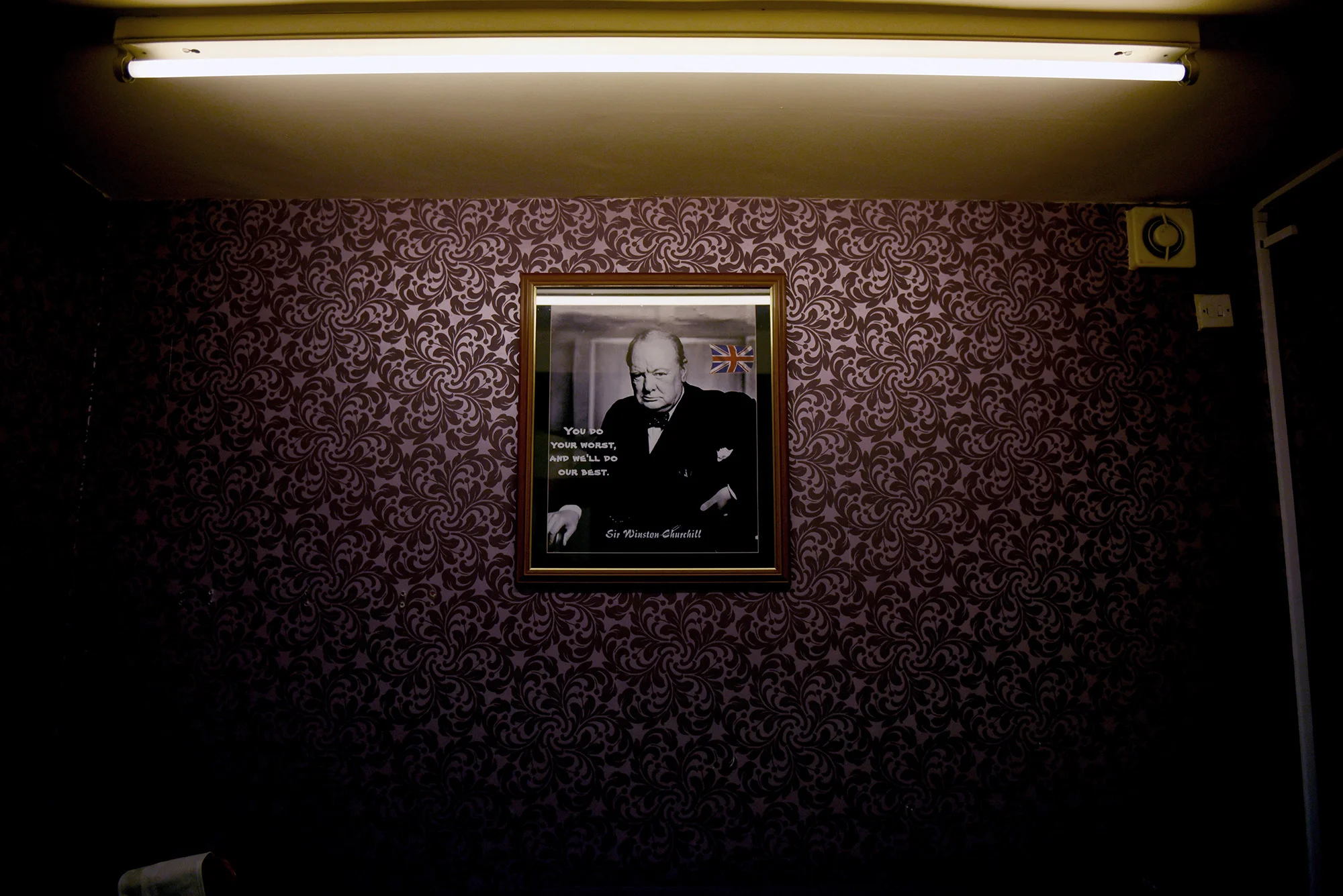 The wall of Bill Etheridge’s (mostly purple) UKIP office, Sedgley, West Midlands, April 7th 2015