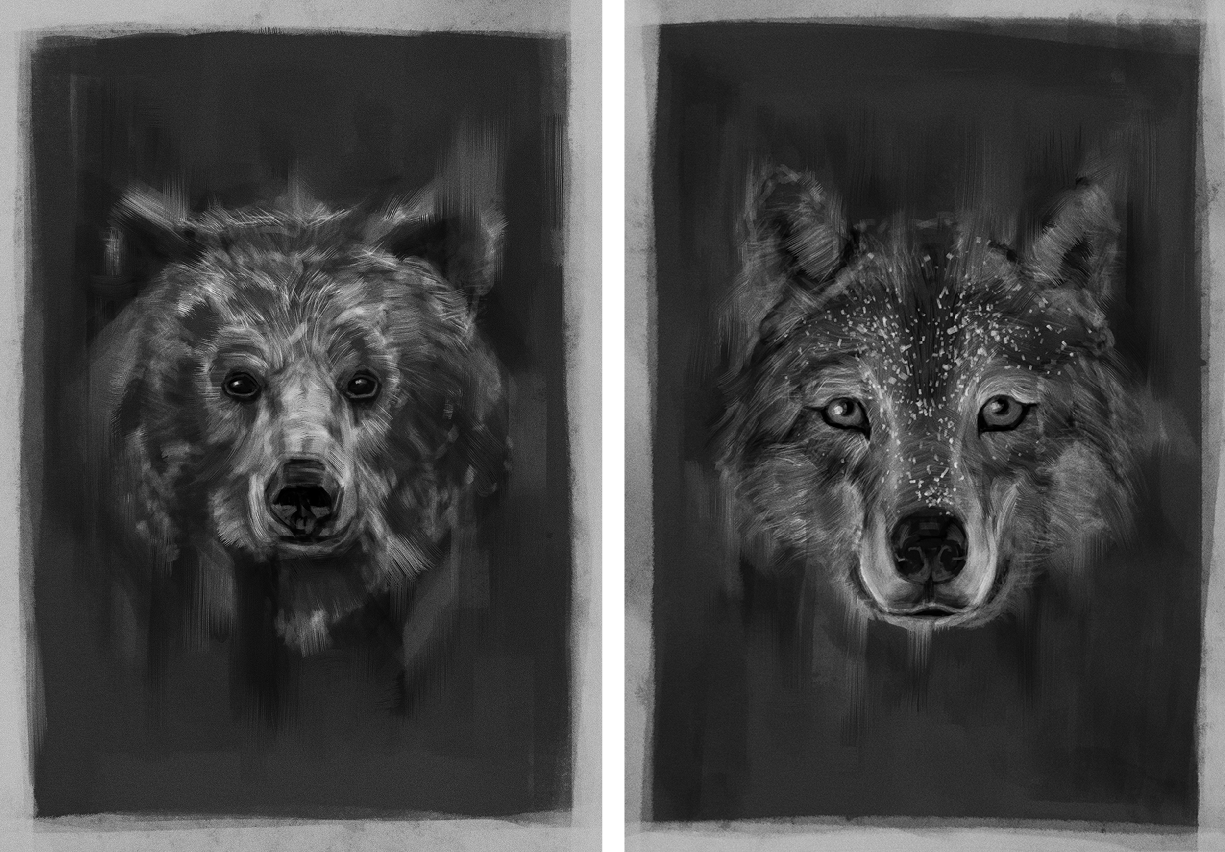 Bear & Wolf Painting