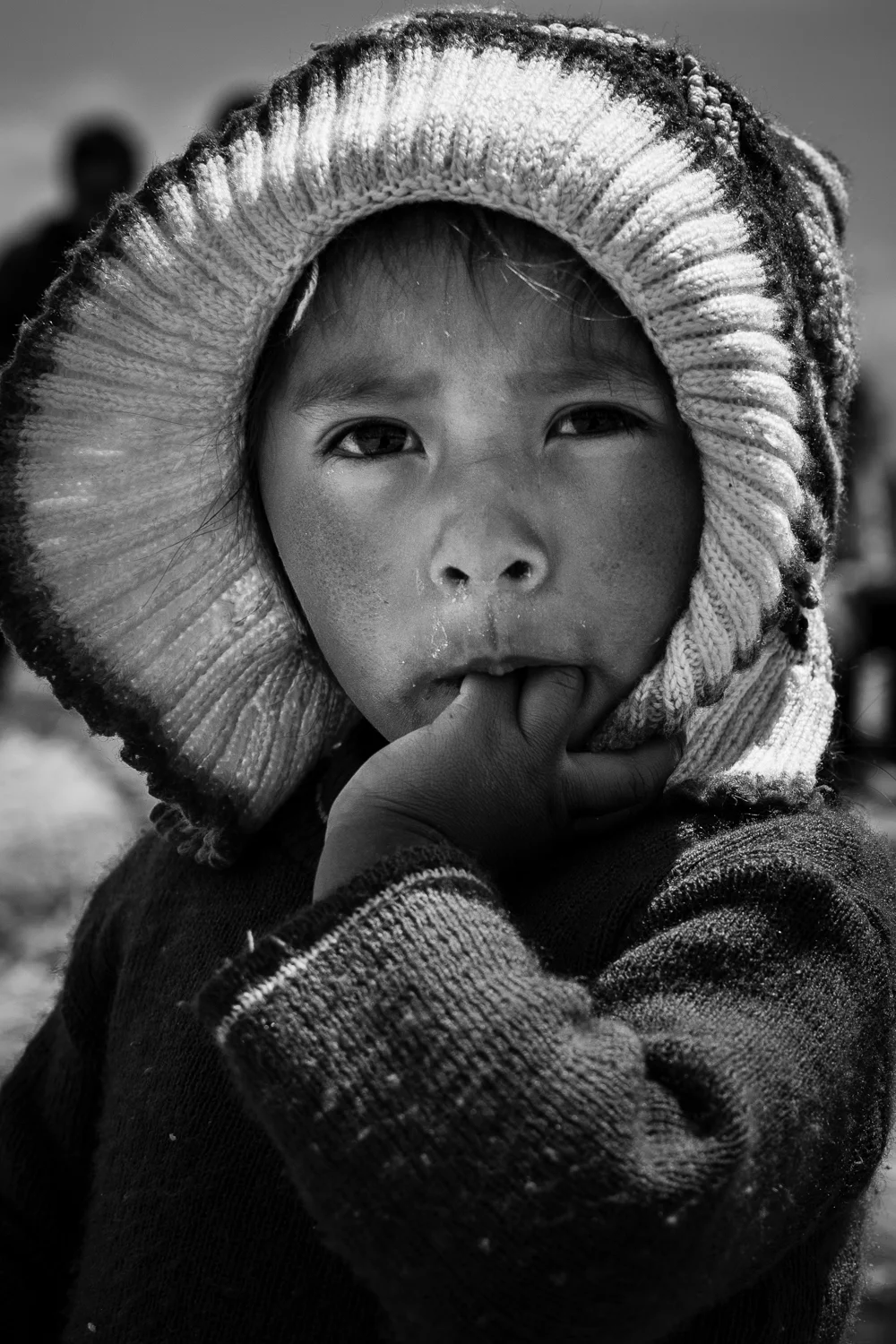 A little Uru girl. The Uros islands are floating on the water thanks to their specific soil made of totora reeds, a type of giant sedge. This allows the Uru people to roam free across the lake, and to settle in different locations.