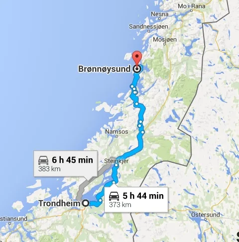 A shorter ride on the second day. Courtesy of Google maps.