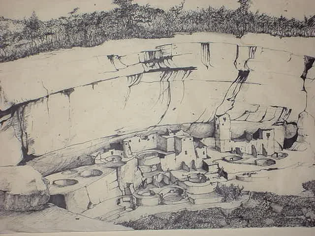 MesaVerde -pen and ink