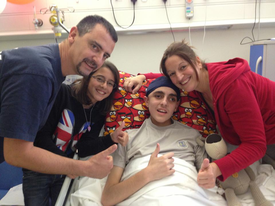 The Cachia family when Jacob was in hospital in 2013