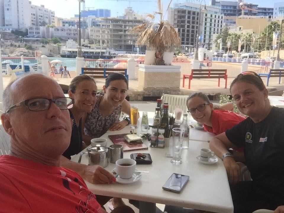 Breakfast with friends after our pre-race training