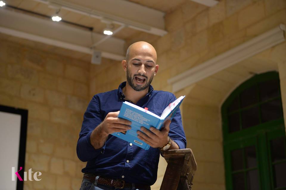 Thomas Camilleri reading from the book during the launch