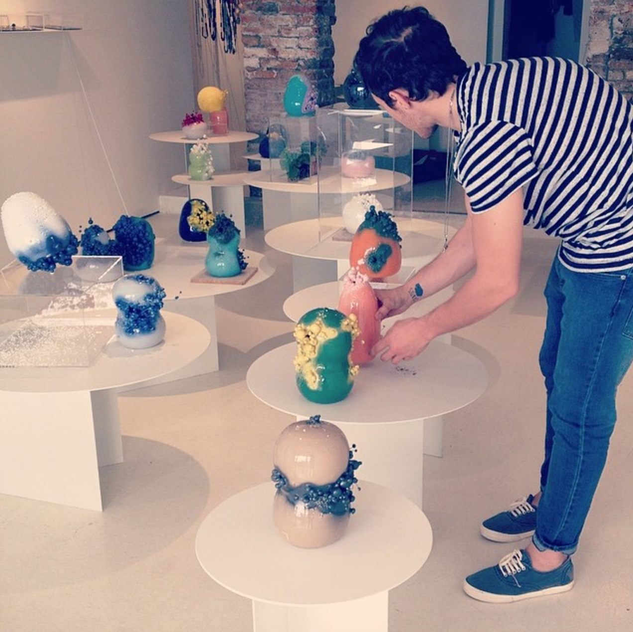 Francesco Ardini installing his show, photo: OHMYBLUE