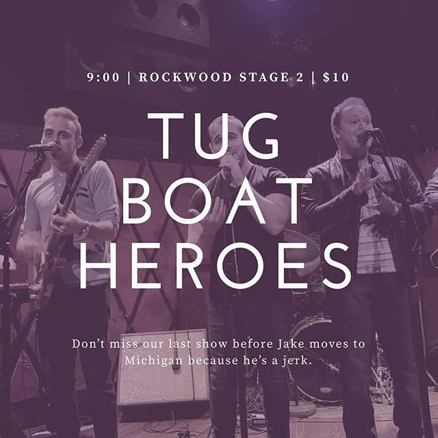 Don't miss the last (ever) Tugboat SuoerHeroes show. Tonight's the night. 
Rockwood. Stage 2. Get em. 
#newmusic #favoriteband #newfavoriteband #livemusic  #endofanera