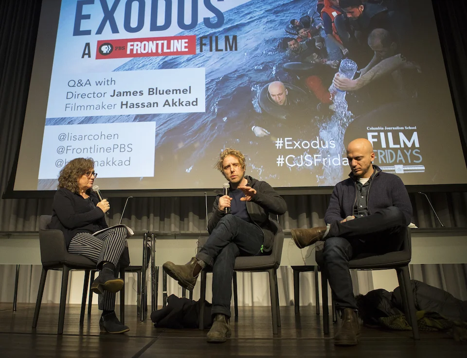 Lisa R. Cohen in conversation with filmmakers James Bluemel and Hassan Akkad. Akkad was also one of the film's main subjects.