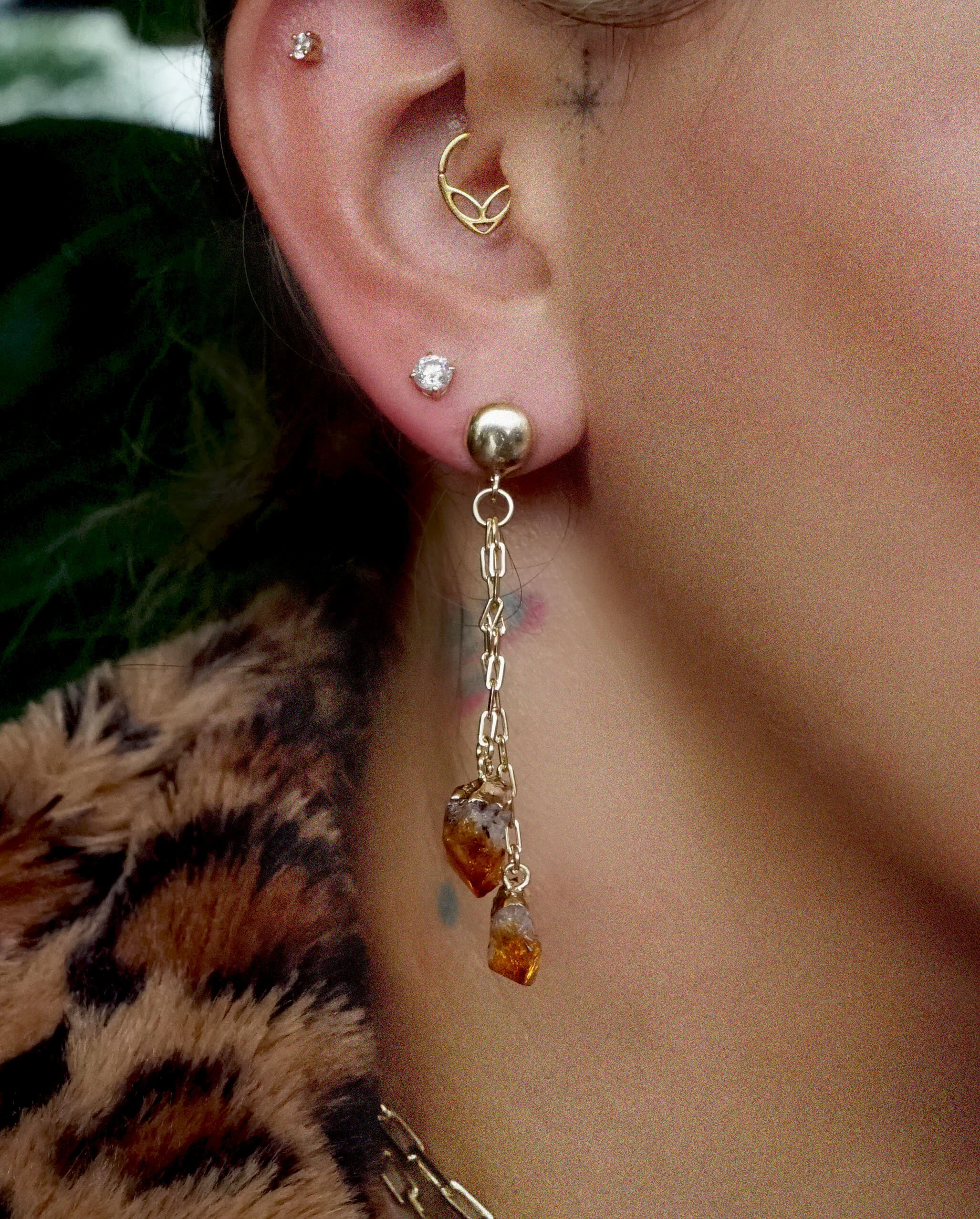 Citrine long double stone Earing .jpg
