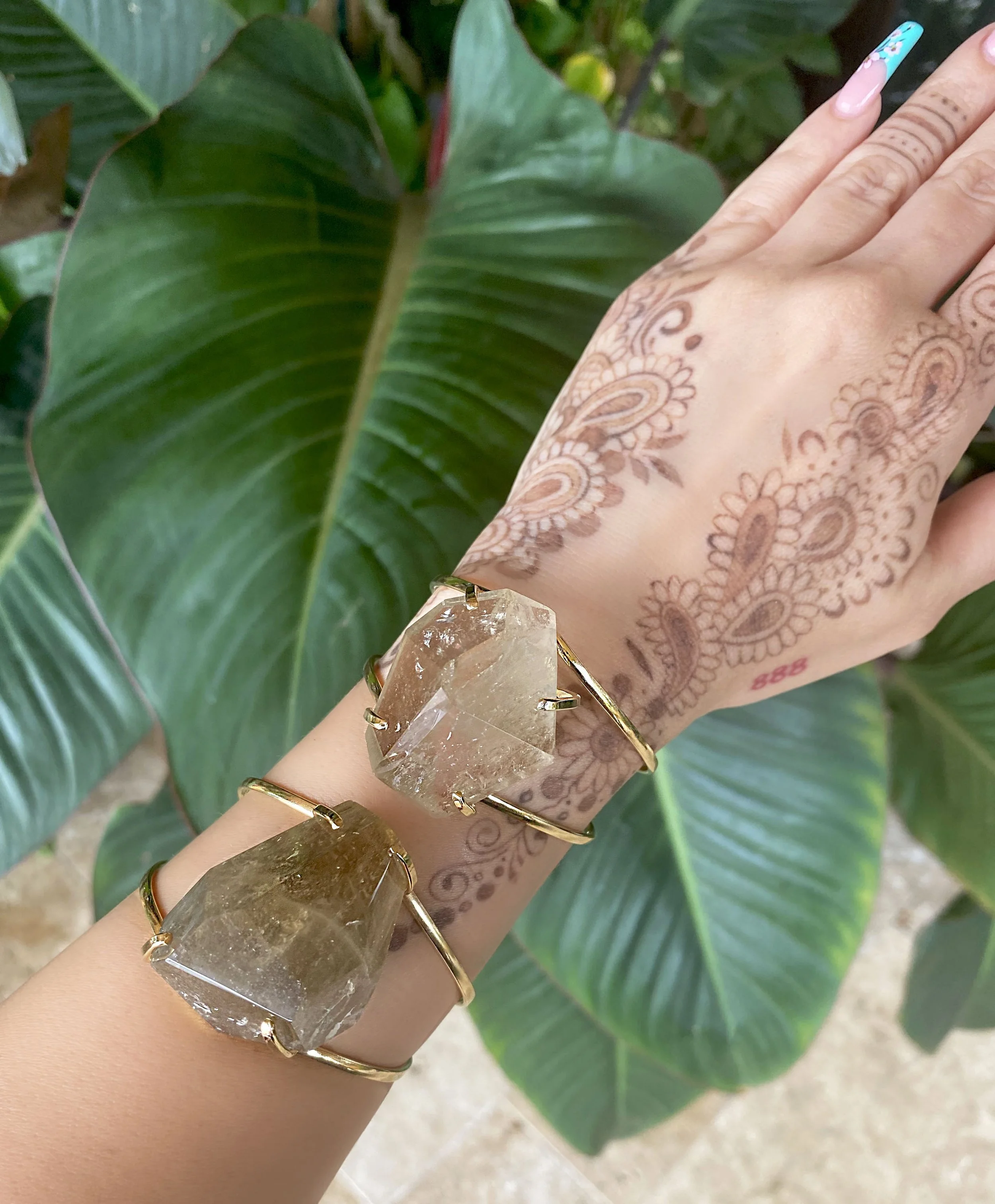 Shop our Natural Citrine Cuffs in gold and silver.  Our natural Citrine stones are ethically sourced crystals from South America.