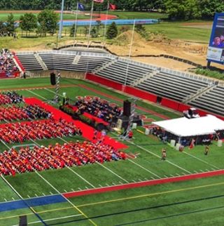 North end zone seating completed for graduation. Congratulations to the Seawolves Alumni. Well done. #fortunatosonscontracting #stonybrookuniversity #seawolves